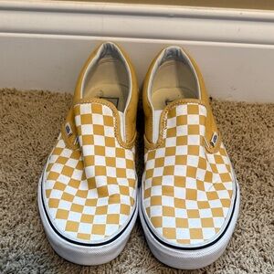 Vans Yellow and White Checkered Sneakers